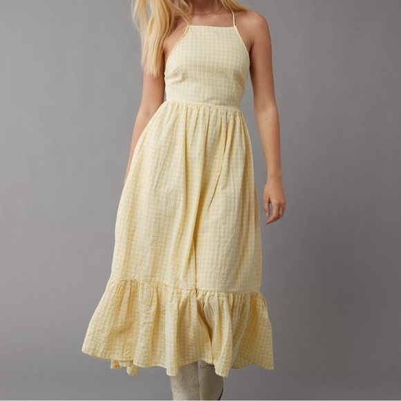 American Eagle Outfitters Dresses & Skirts - American Eagle Outfitters Yellow Check Midi Dress